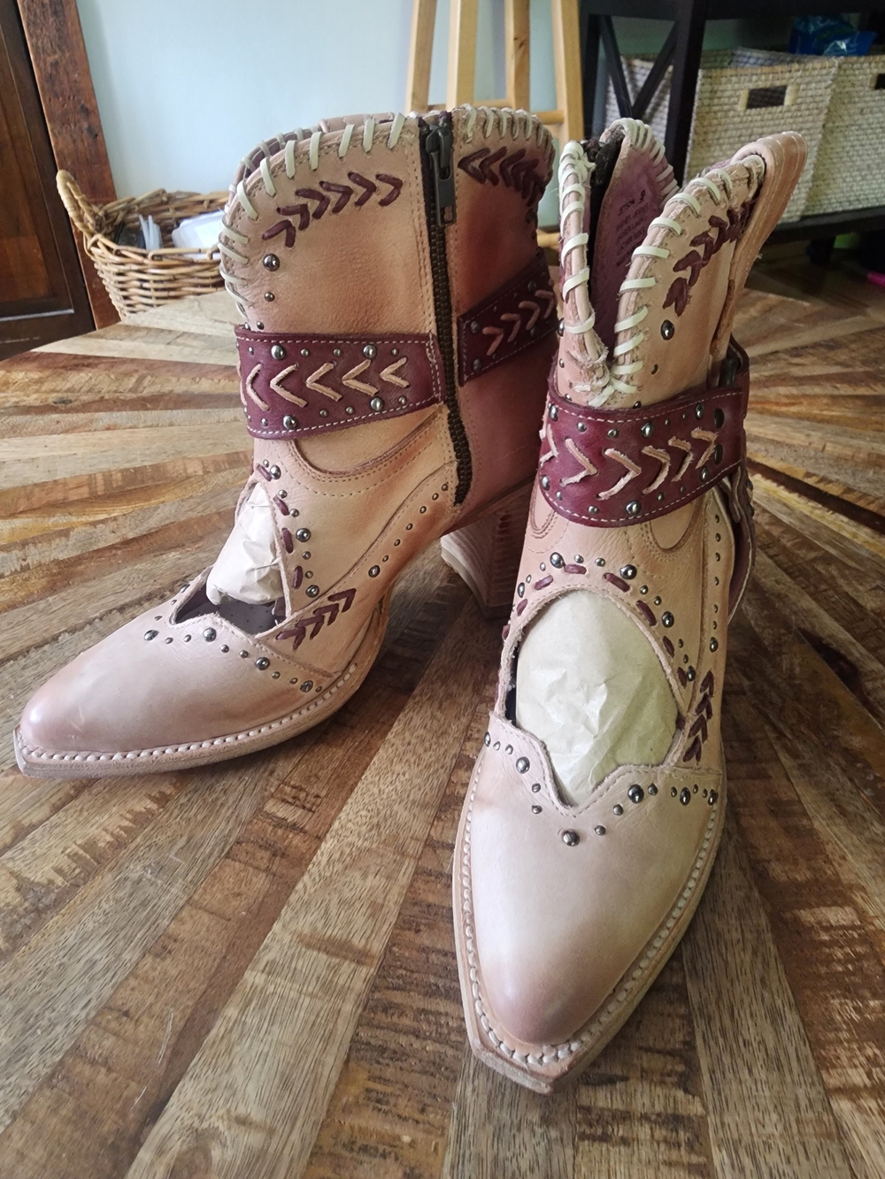 Freebird Jetson Blush Western Ankle Booties